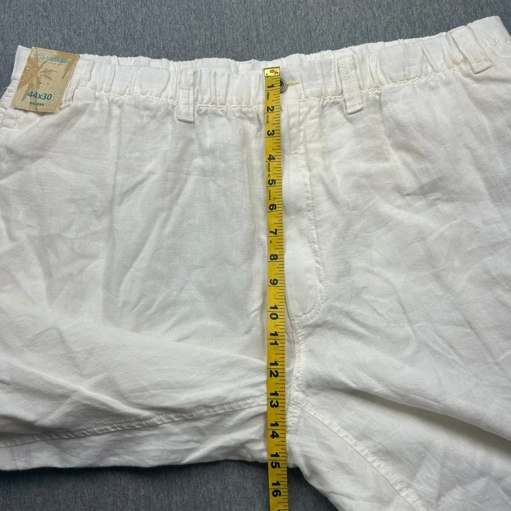 Caribbean Roundtree & Yorke Linen Cargo Pants Mens 44x30 Big Man White Beach NEW